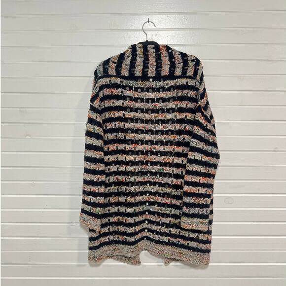 Sundance Size Medium Open Front Cardigan Sweater Stripe Wool Blend Made in Italy - Picture 2 of 6